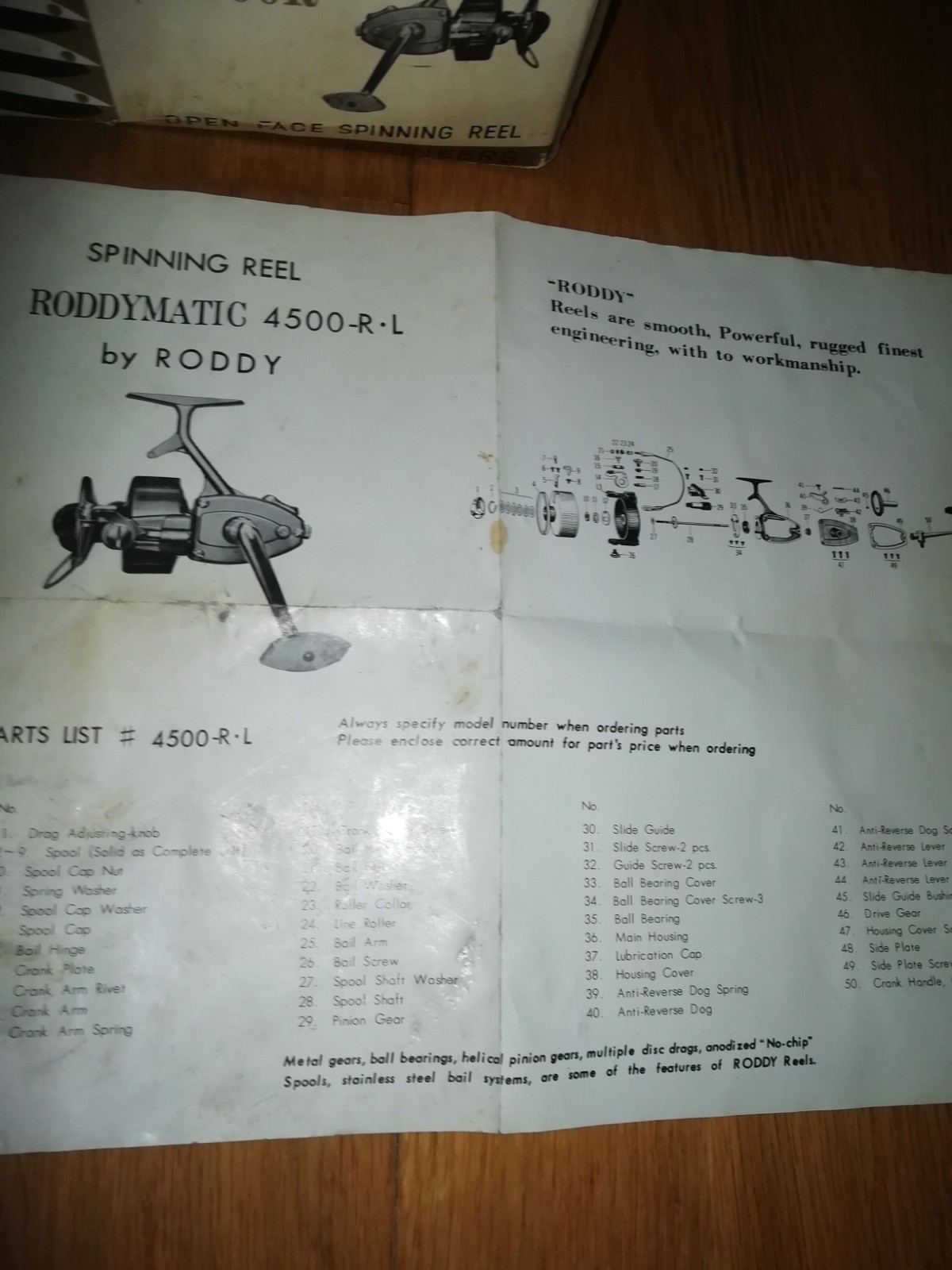 VTG FISHING REEL BOXED RODDY 4500R RODDYMATIC AND MANUAL – EQUIPMENT