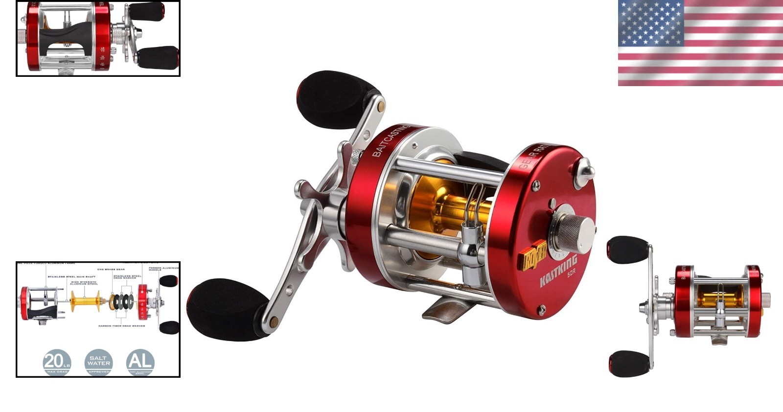 Super Smooth Rover Baitcasting Reel with Stainless Steel Bearings, Right Hand