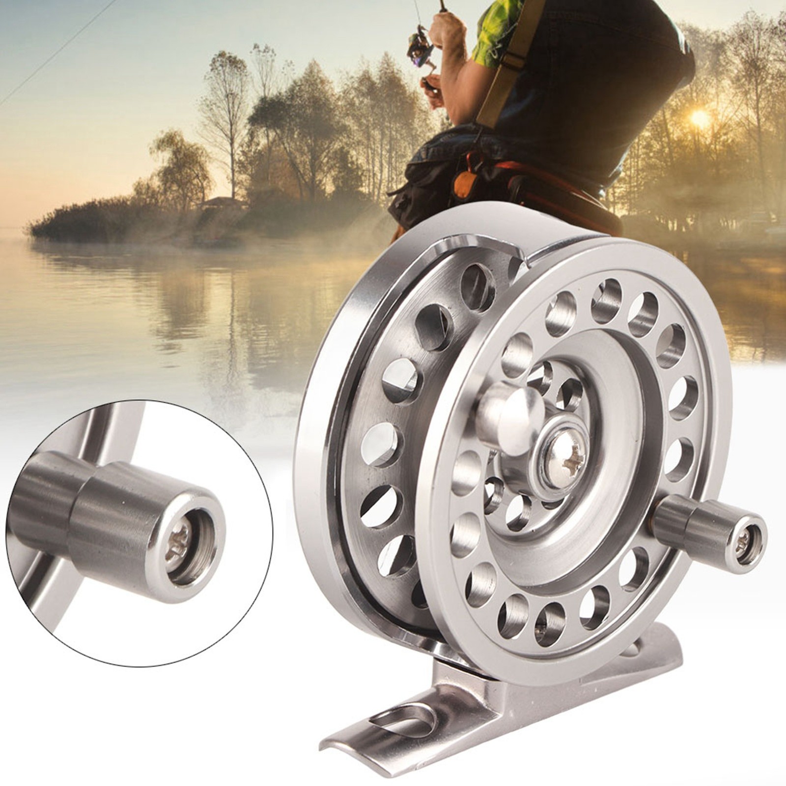 Outdoor Metal Ice Fishing Rod Front Wheel Right Hand Reel With Brake Accessory60