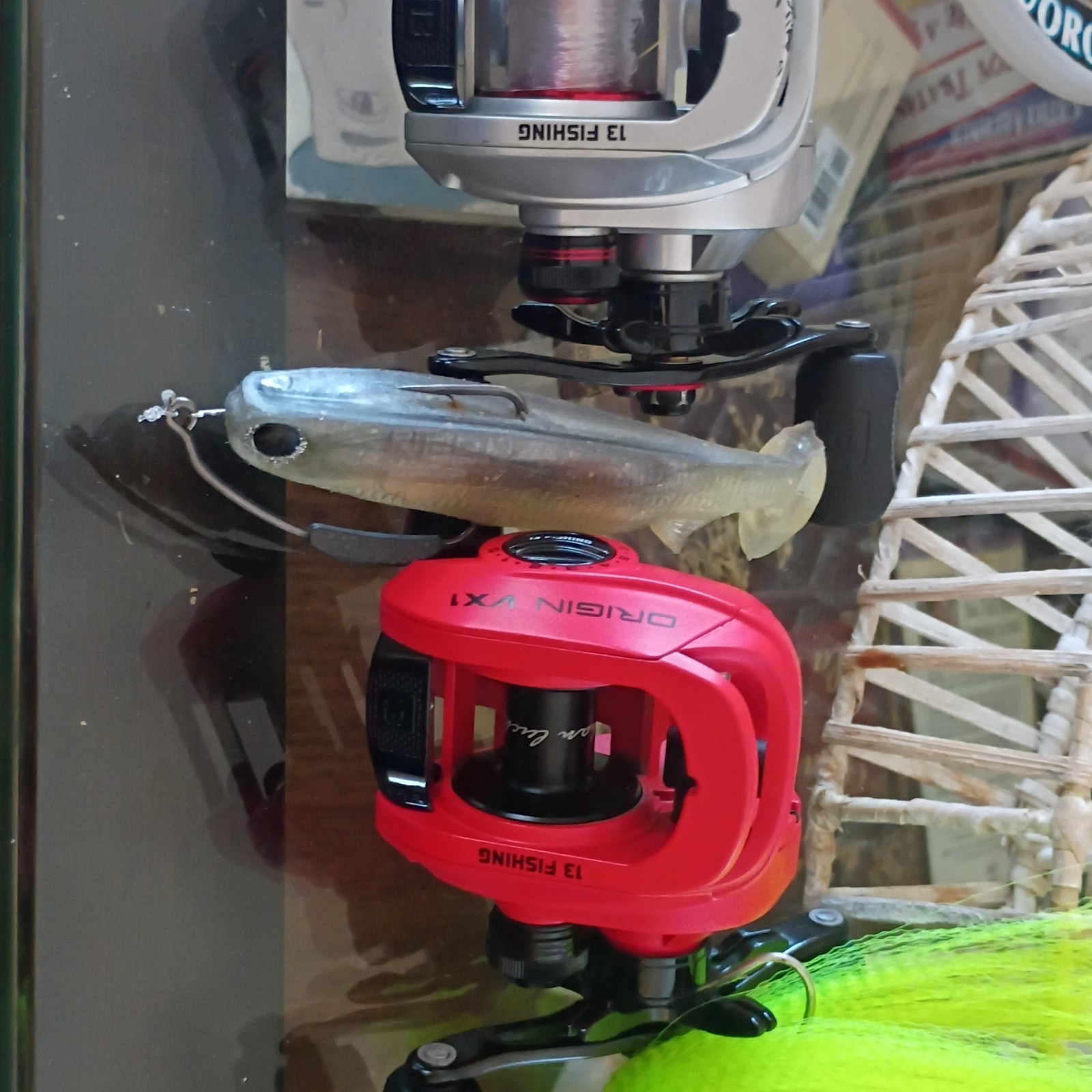 13 Fishing Origin VX1 Red & Origin F1 Silver Baitcast Reels 8.1:1 Gear Ratio