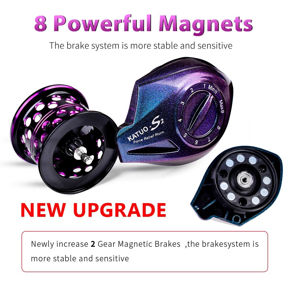 Fishing Reel 7.2:1 Gear Ratio Metal Colorful Wheel Magnetic Brake System 10KG s2
