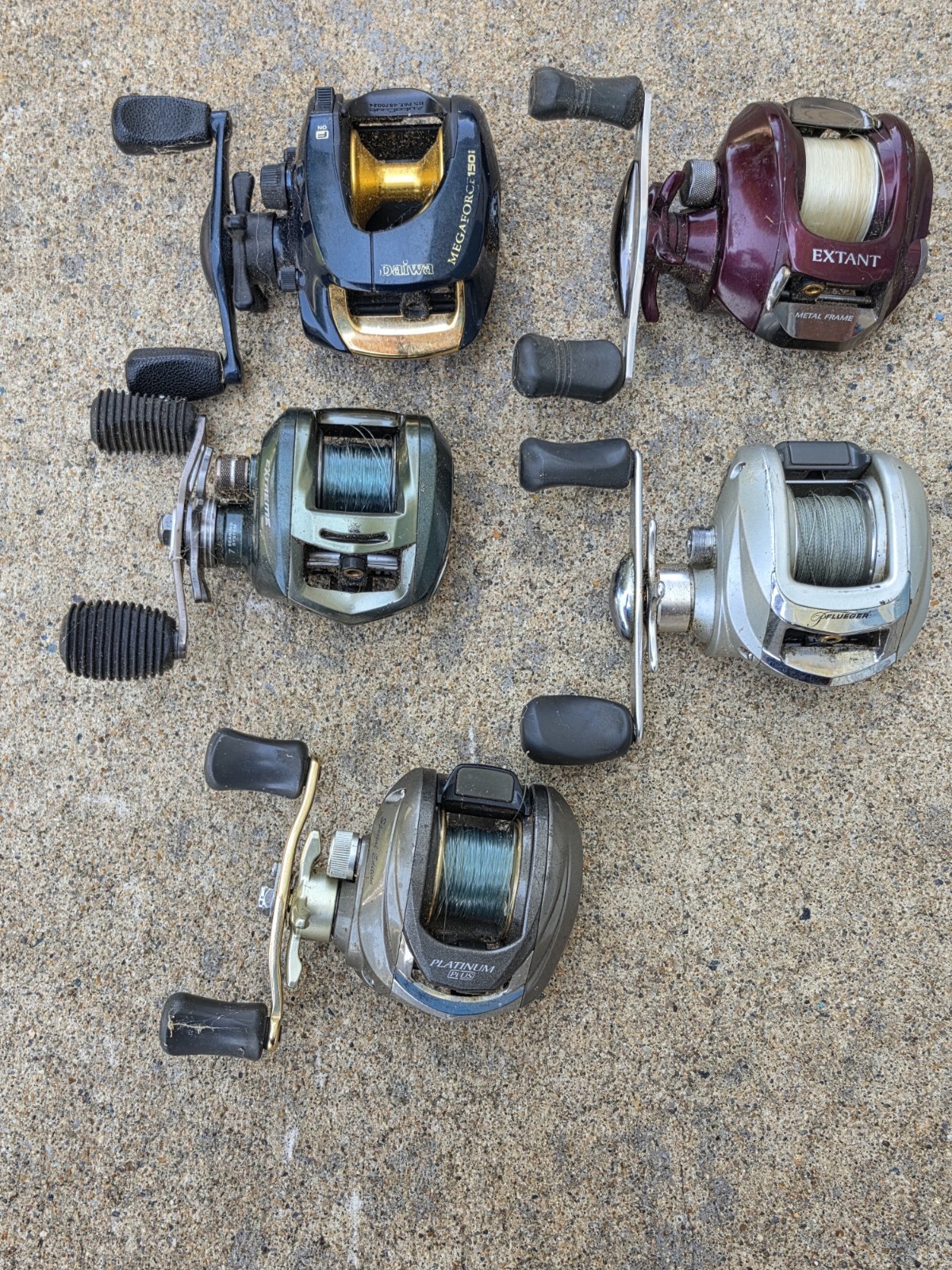 Lot of 5 Baitcast Reels- Various Brands and Models (A) *Used Condition