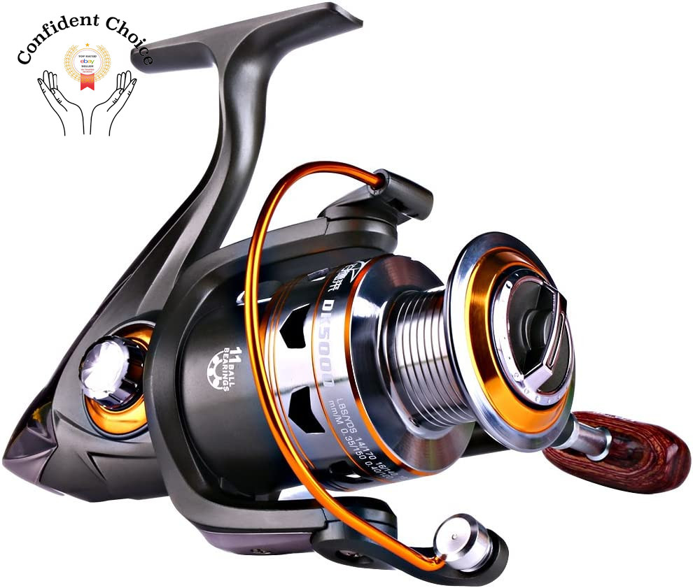 Mejor Carretes de Pesca giratorios, Carrete Spinning Arrastre Máximo de 33 LBs🎣