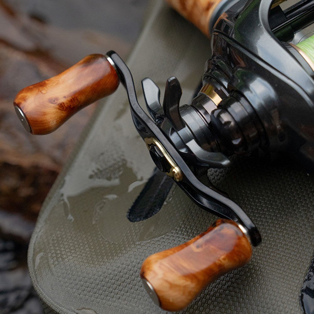 Wood Knobs for Fishing Reel with Metal Arm Handle Fits 4mm Shaft Diameter Reel