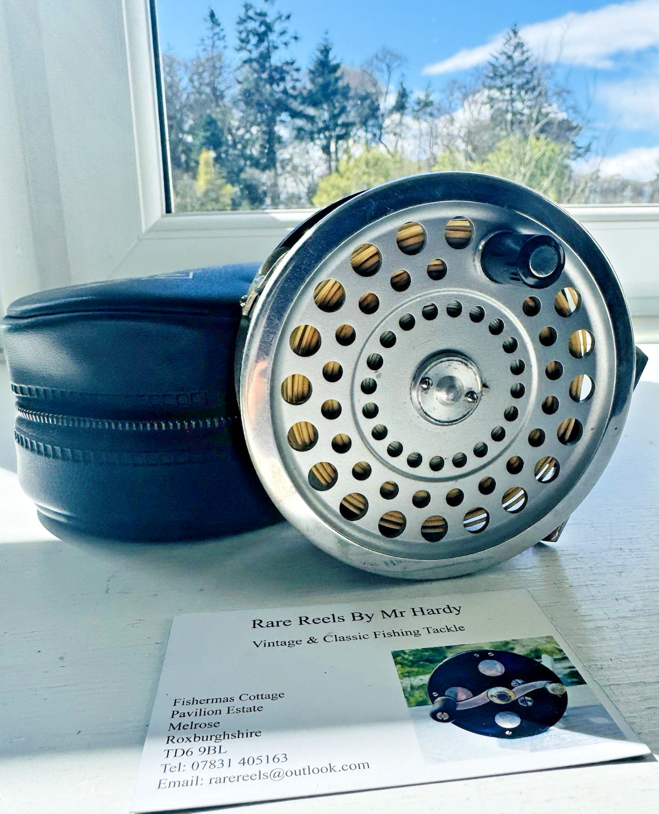 Rare Vintage Hardy Marquis Salmon Number 1 Slent Check Fly Reel with Line & Case