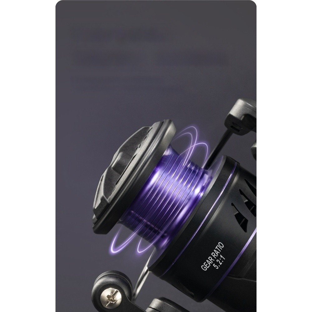 Aluminum Spool Reel Carbon Fiber Body Reel 5.2:1 Gear Ratio Lightweight Design
