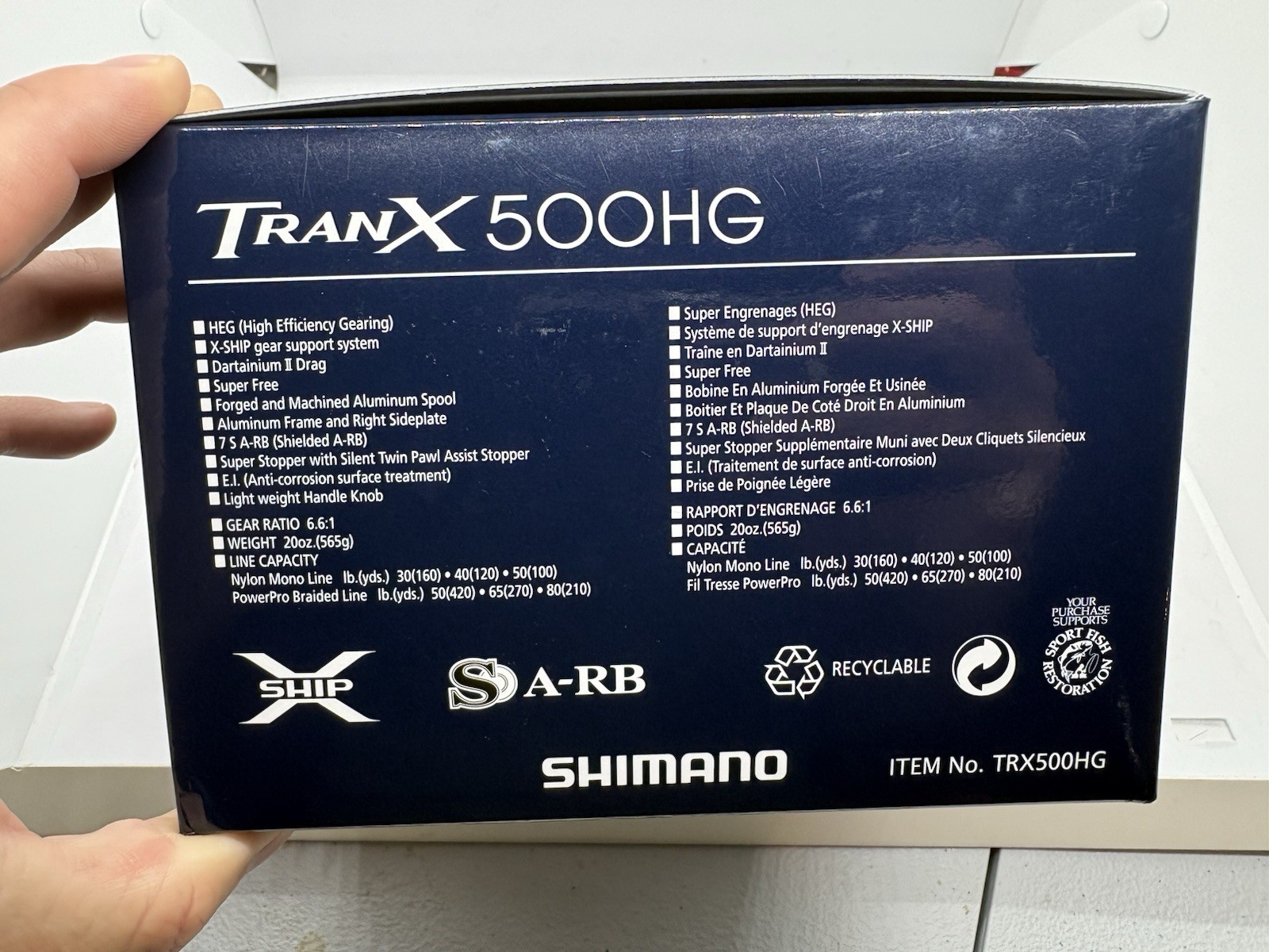Shimano Tranx 500HG Saltwater Baitcasting Reel Right Hand Big Game Silver Power