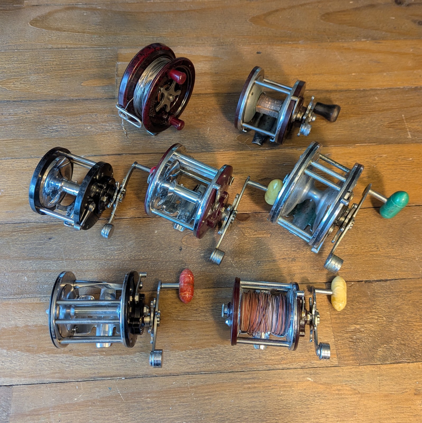 Lot Of 7 Vintage Fishing Reels 5 Penn 1 Alpha 1 Bay – For Parts Or Repair