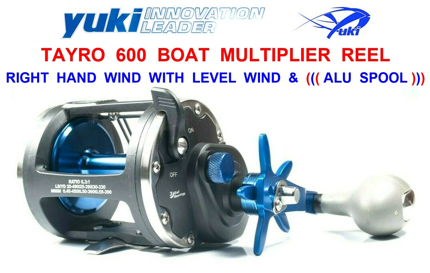 YUKI TAYRO 600 BOAT MULTIPLIER REEL FOR SEA FISHING LINE BRAID TROLLING JIGGING