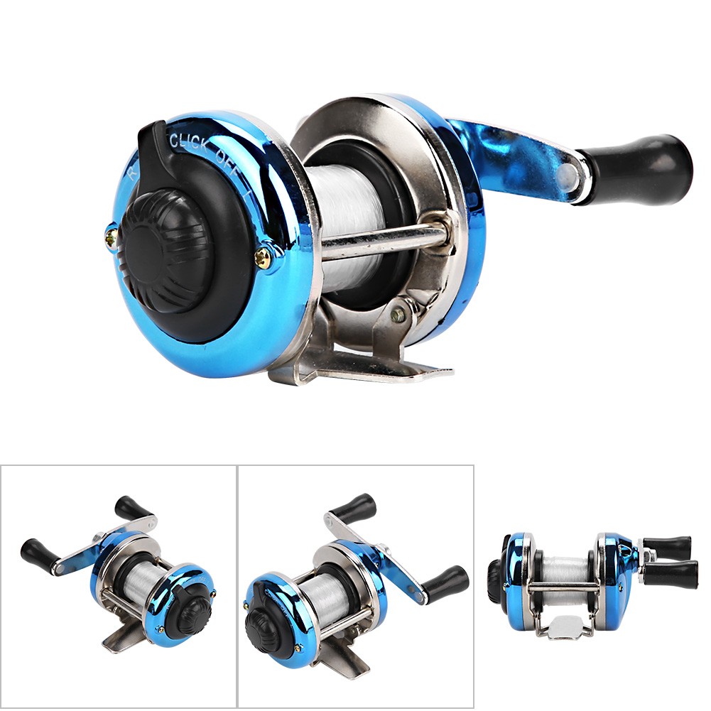 Portable Winter Ice Fishing Reel Wheel With Wire Outdoor Casting Tackle(Blue)