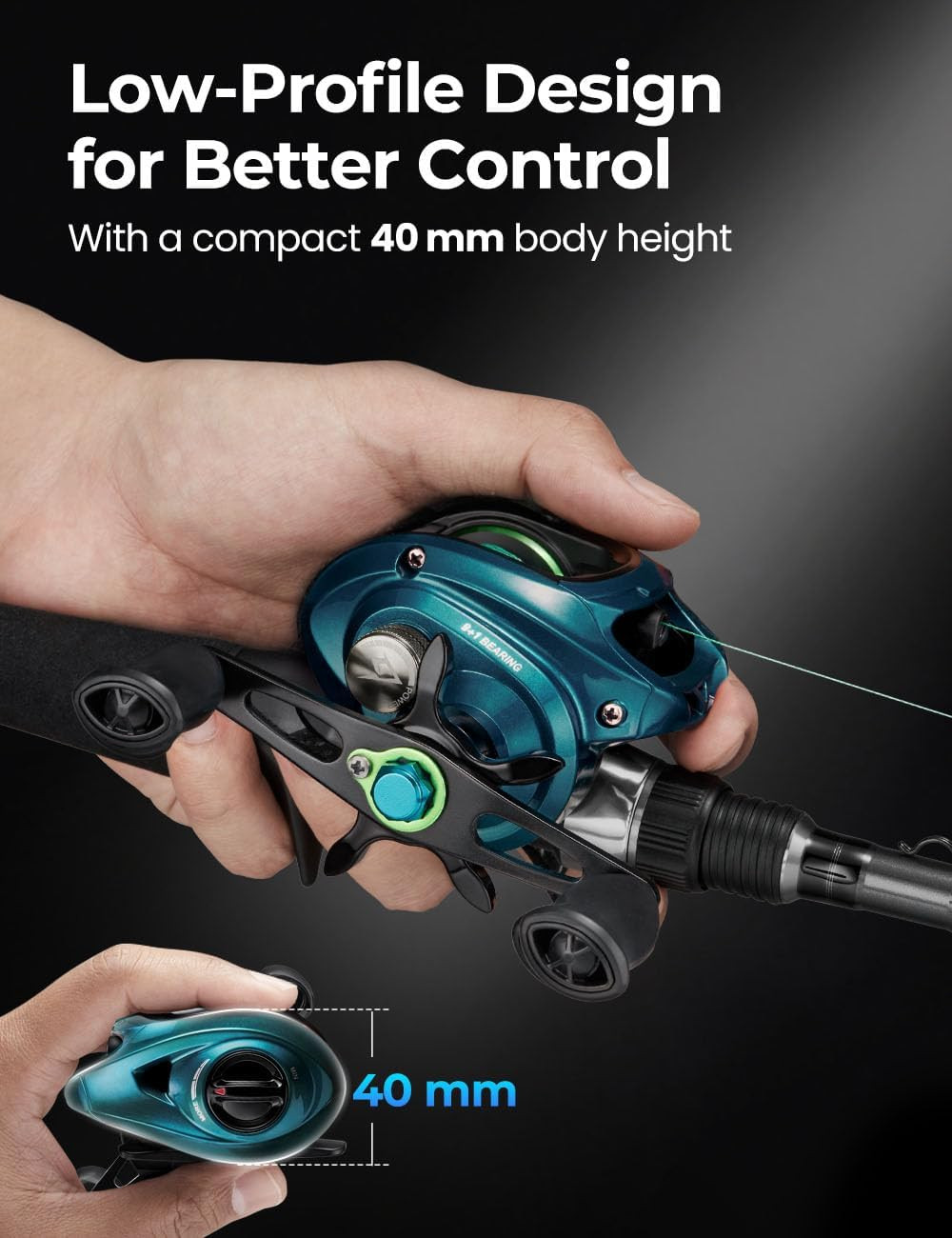Ultra-Light Baitcasting Reel, 5.5 Oz Compact Low Profile Baitcaster, 7.1:1 Gear