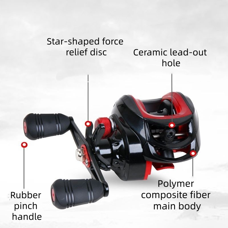 Baitcasting Fishing Reel Left /Right Fishing Reels 7.2:1 Gear Ratio Red Black