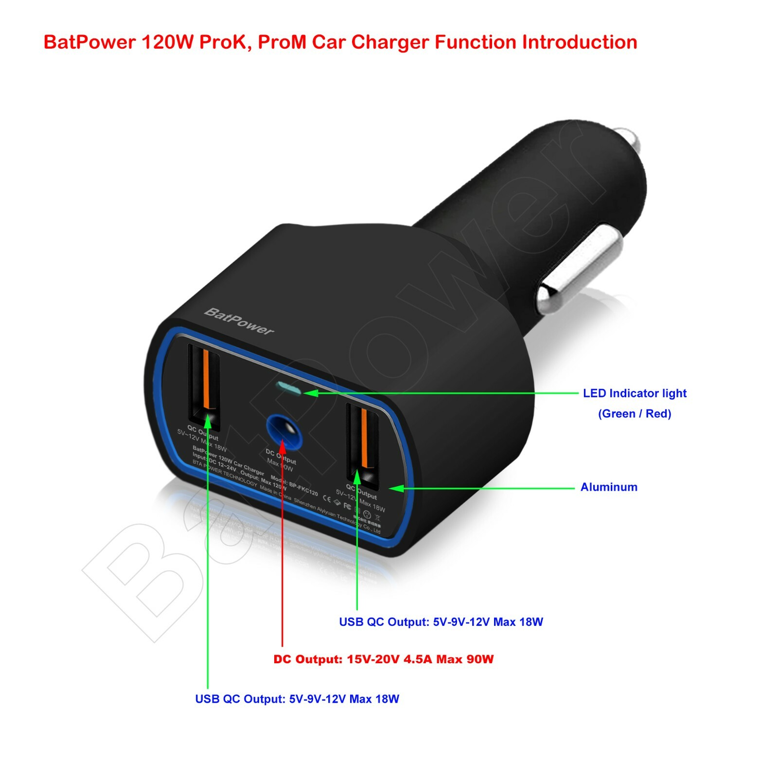 BatPower ProK Electric Reel Battery Car Charger Adapter Power for Banax Kaigen