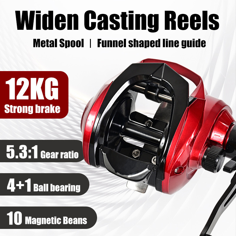 1pc Metal 5.5:1 Speed Ratio Fishing Reel, 4+1BB Far Throwing Baitcasting Reel,