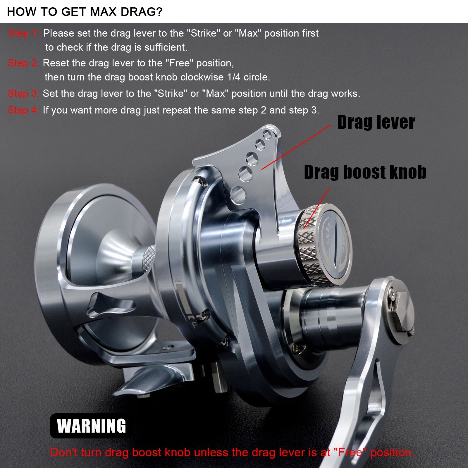 CAMEKOON Savage Jaws Trolling Fishing Reel 6.3 High Speed for Saltwater Big Game