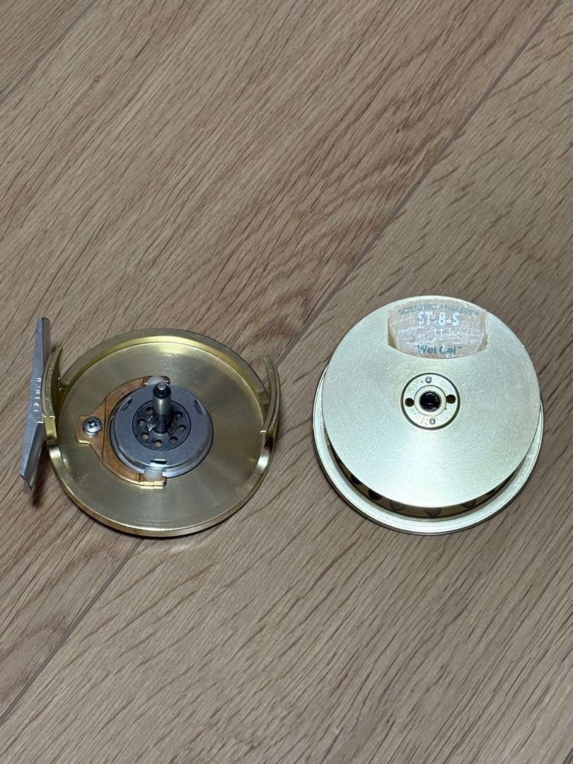 SMITH MARRYAT MR8A Fly Fishing Reel Gold w/ Case Tested Works Free Ship Japan