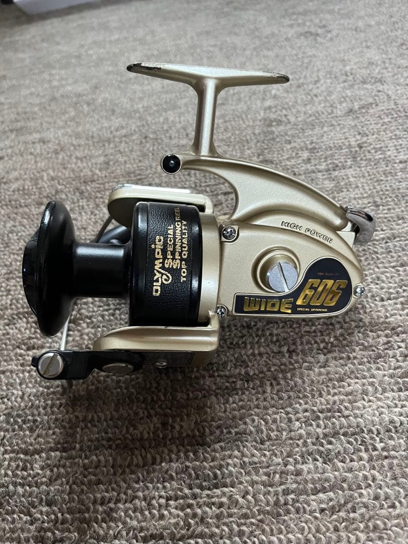 Olympic 606 Spinning Reel Wide Spool Gold/Black for Sea Bream&Kisu Used