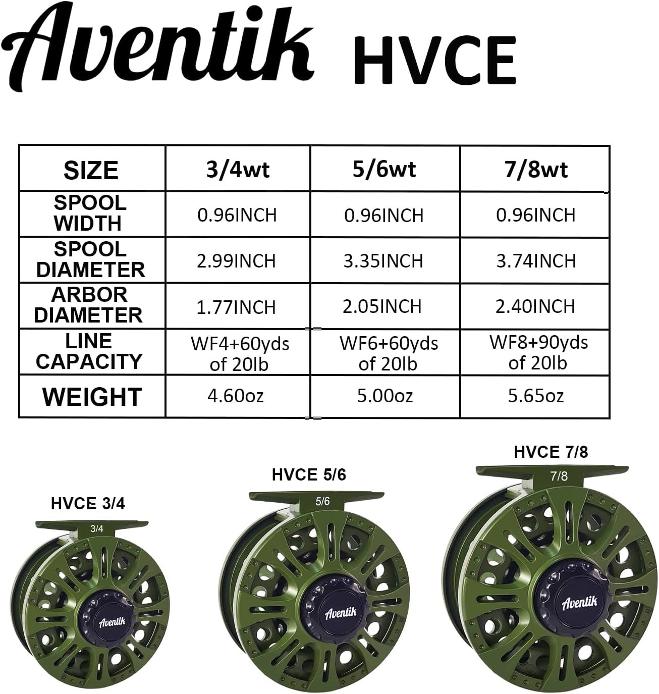 HVCE Classic III Graphite Fly Reel 5/6 WT Large Arbor Freshwater Center Drag