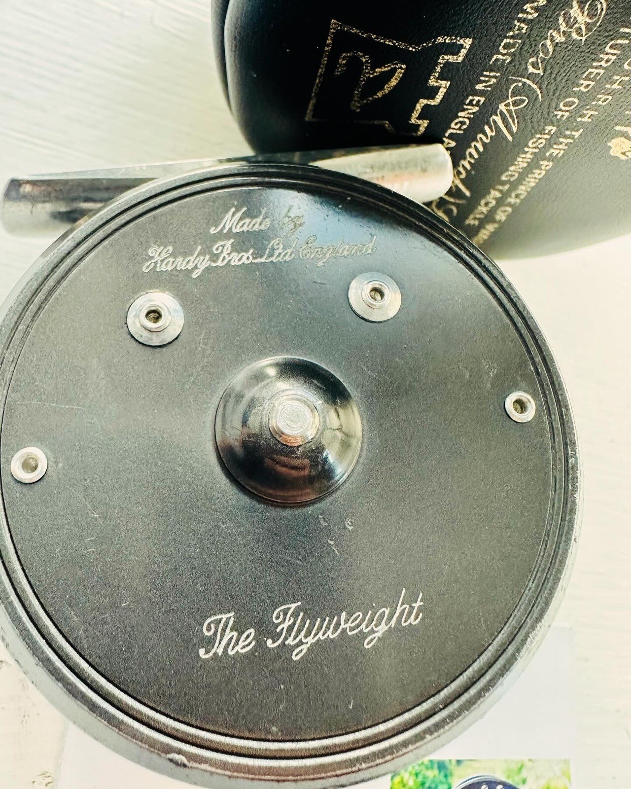 Vintage Hardy The Flyweight Trout Fly Reel with Black Zipped Reel Case