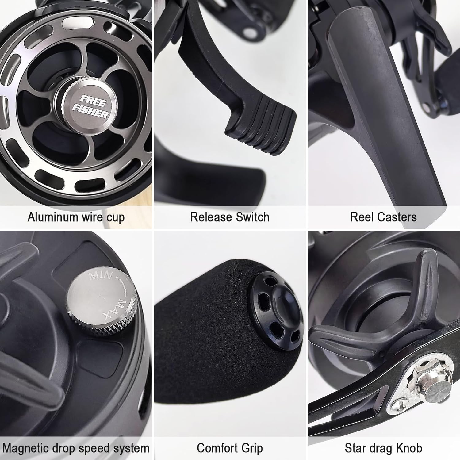 Ice Fishing Reels 3.2:1 Gear Ratio Ultra Smooth 3+1Ball Bearings Strength Cnc-Ma
