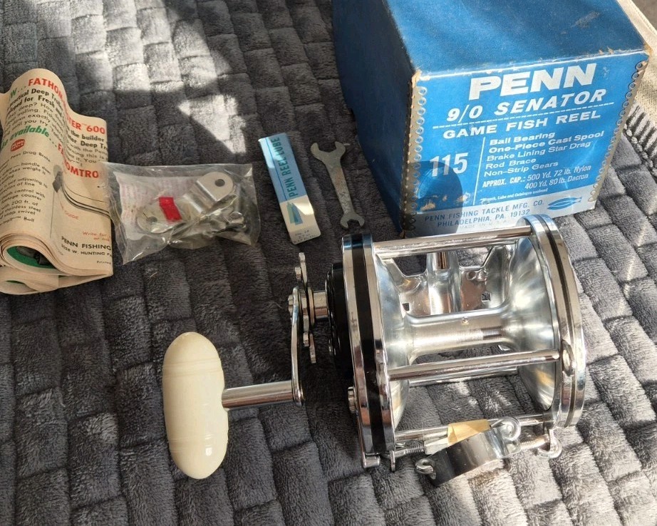 PENN SENATOR 9/0 GAME REEL NEW UNUSED COLLECTORS CONDITION BOXED MANUAL LUBE ETC