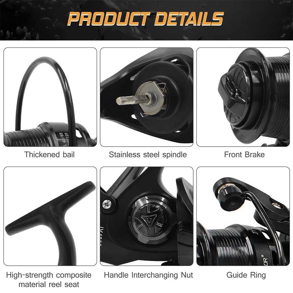 9+1BB Spinning Fishing Reel Dual Brake System Dual Spools Interchangeable Handle