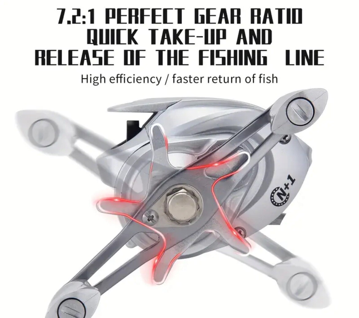 HAUT TON Silver Wings 7.2:1 Gear Ratio Baitcasting Reel Fishing Reel Left Hand