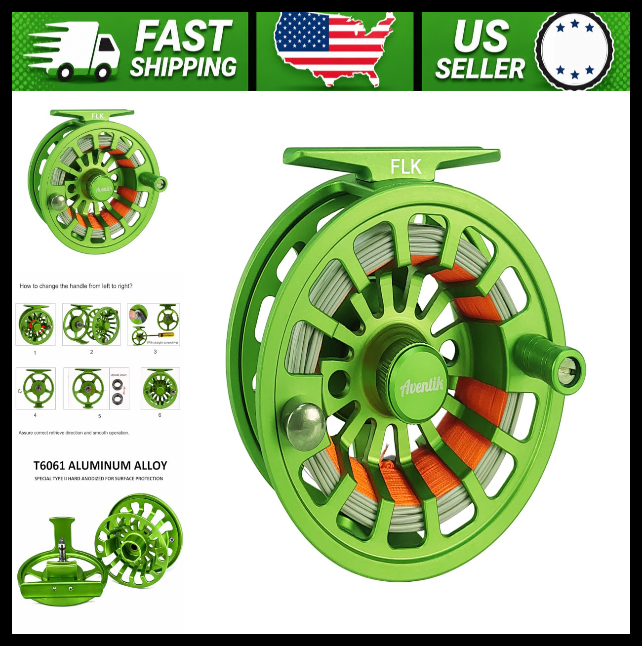 Aventik Aluminum Large Arbor Fly Reel for 3/4/5/6/7/8/9wt Lines