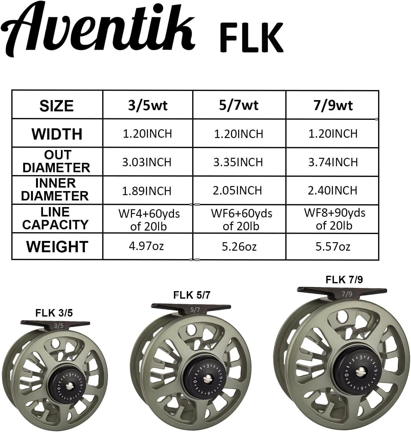 FLK Fly Fishing Reel Aluminum Trout 3/5, 5/7, 7/9Wt Large Arbor Freshwater Fly R