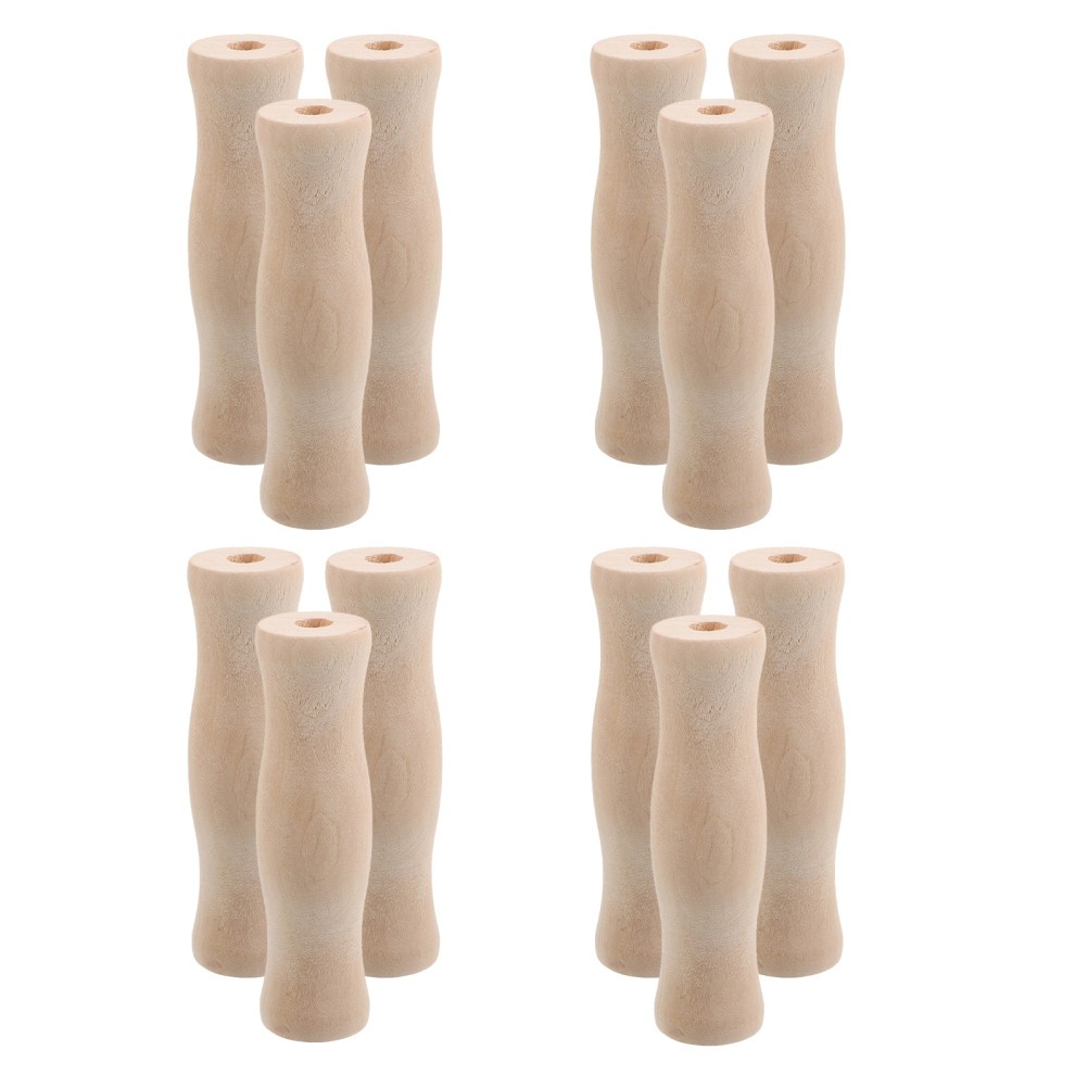 12Pcs Heavy Duty Wood Bucket Handles Ergonomic Beige Hardwood for Garden Use