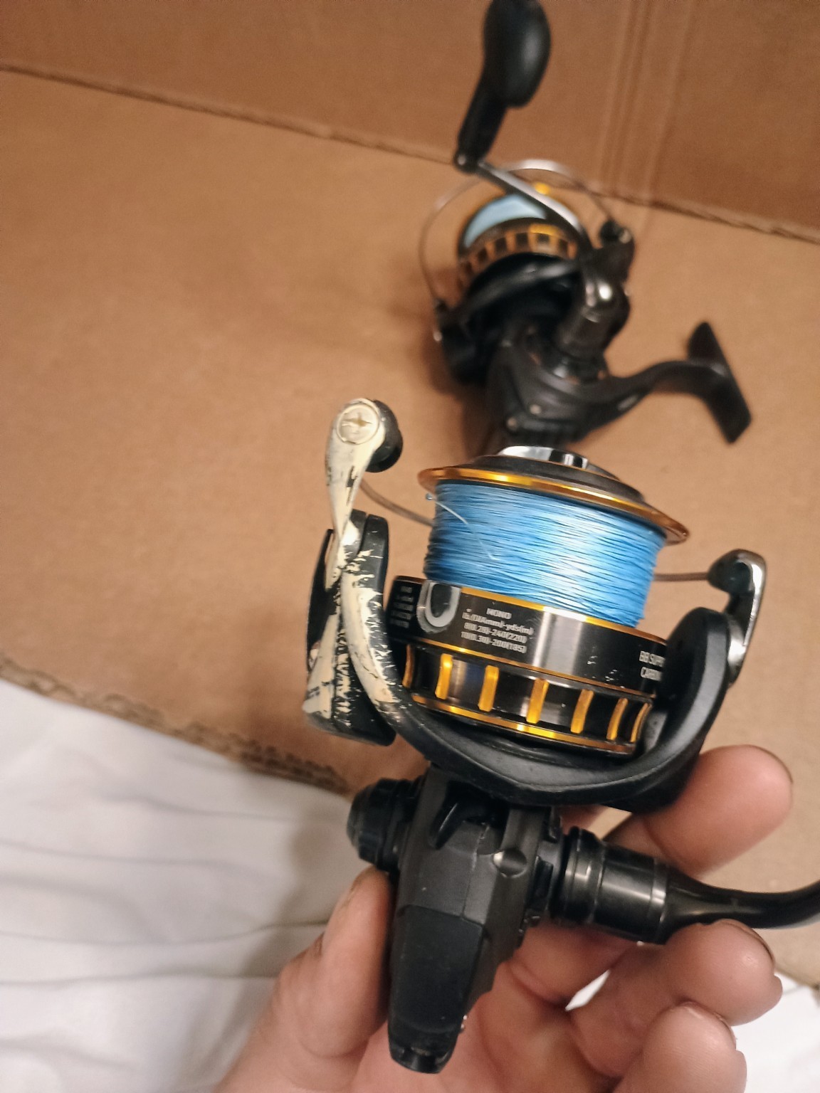 Lot of 2 Daiwa BG3000 Spinning Fishing Reels Tested Working Paint Wear