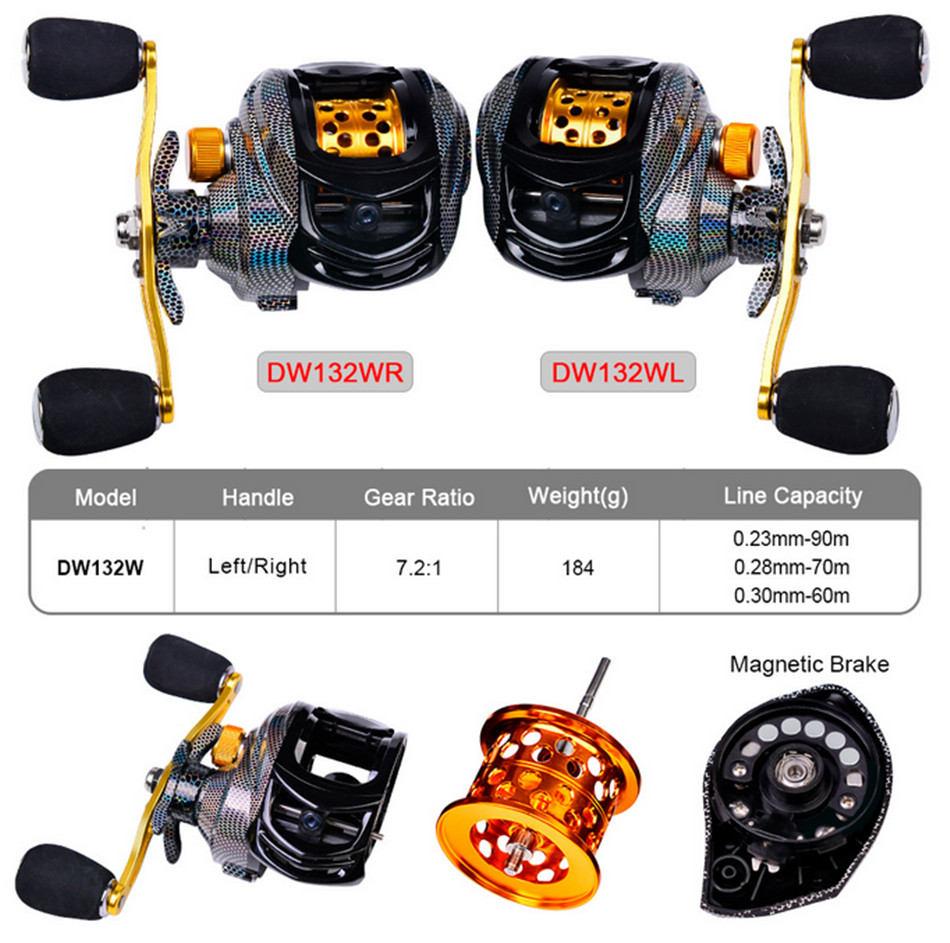 7.2:1 Baitcasting Fishing Reel 18+1BB Wheel 10kg Max Drag Casting Reel R/L Hand