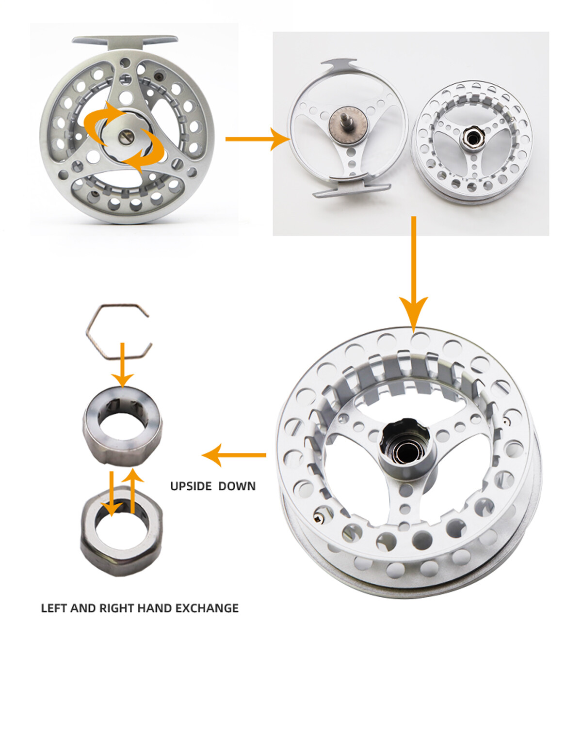 Silver Color 1/2 3/4 5/6 7/8WT Fly Reel Aluminum Large Arbor Fly Fishing Reel