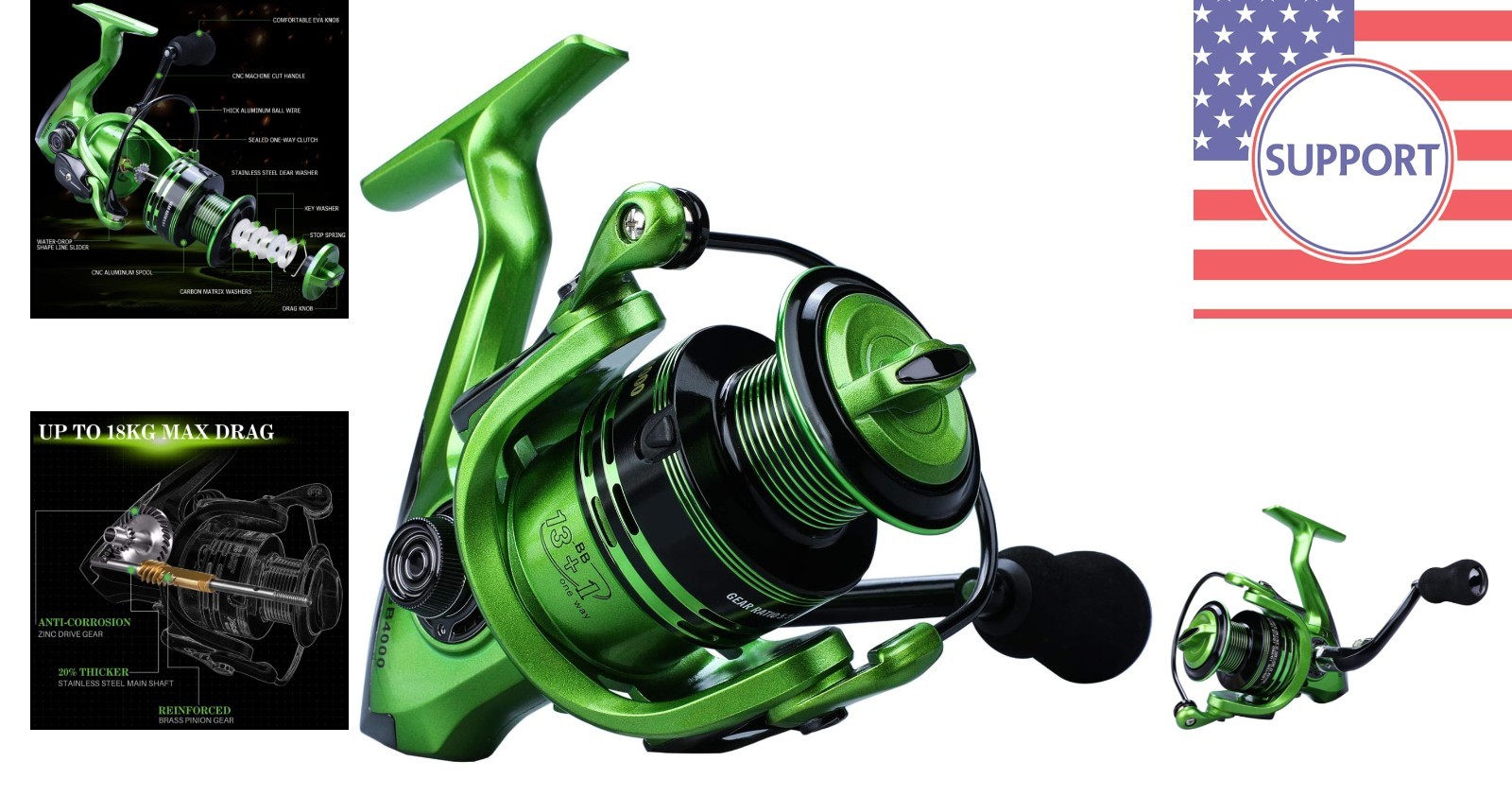 Ultra Smooth 13+1BB Lightweight Spinning Reel for Saltwater & Freshwater Fishing