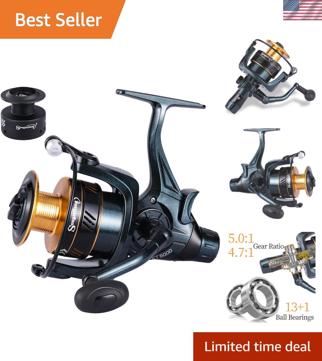 Carp Fishing Reel 13+1 Stainless Steel BB Bait Feeder Spinning Reel for Fresh…