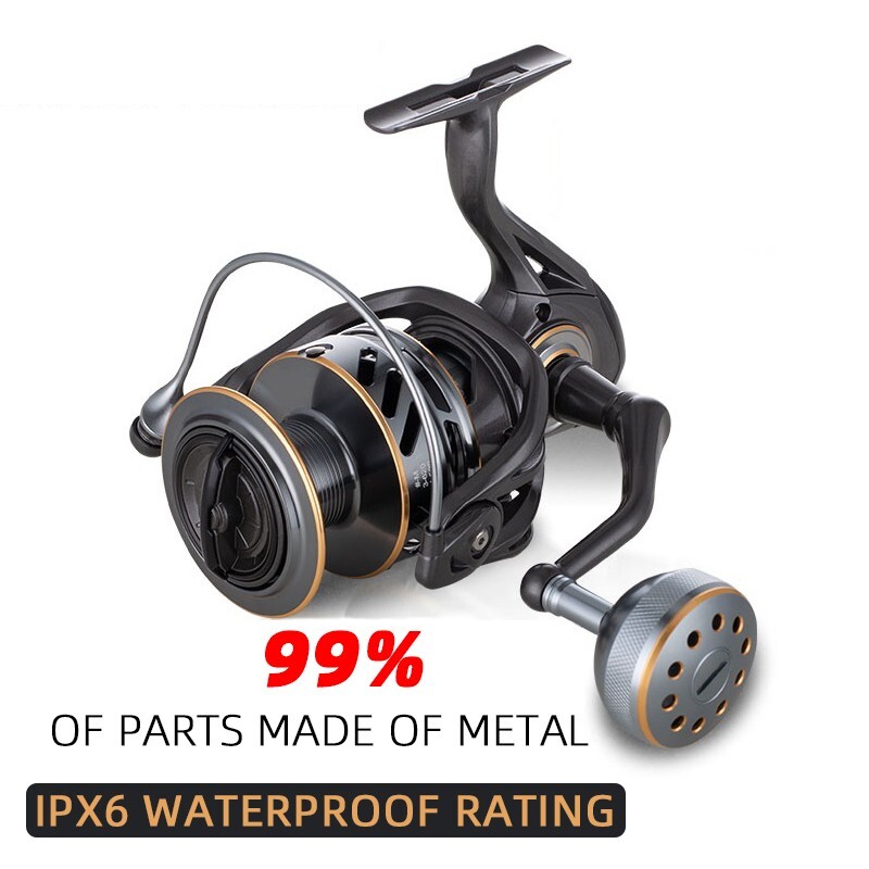 Offshore Spinning Fishing Reel w/ 66LBs Carbon Drag & IPX6 Waterproof Protection