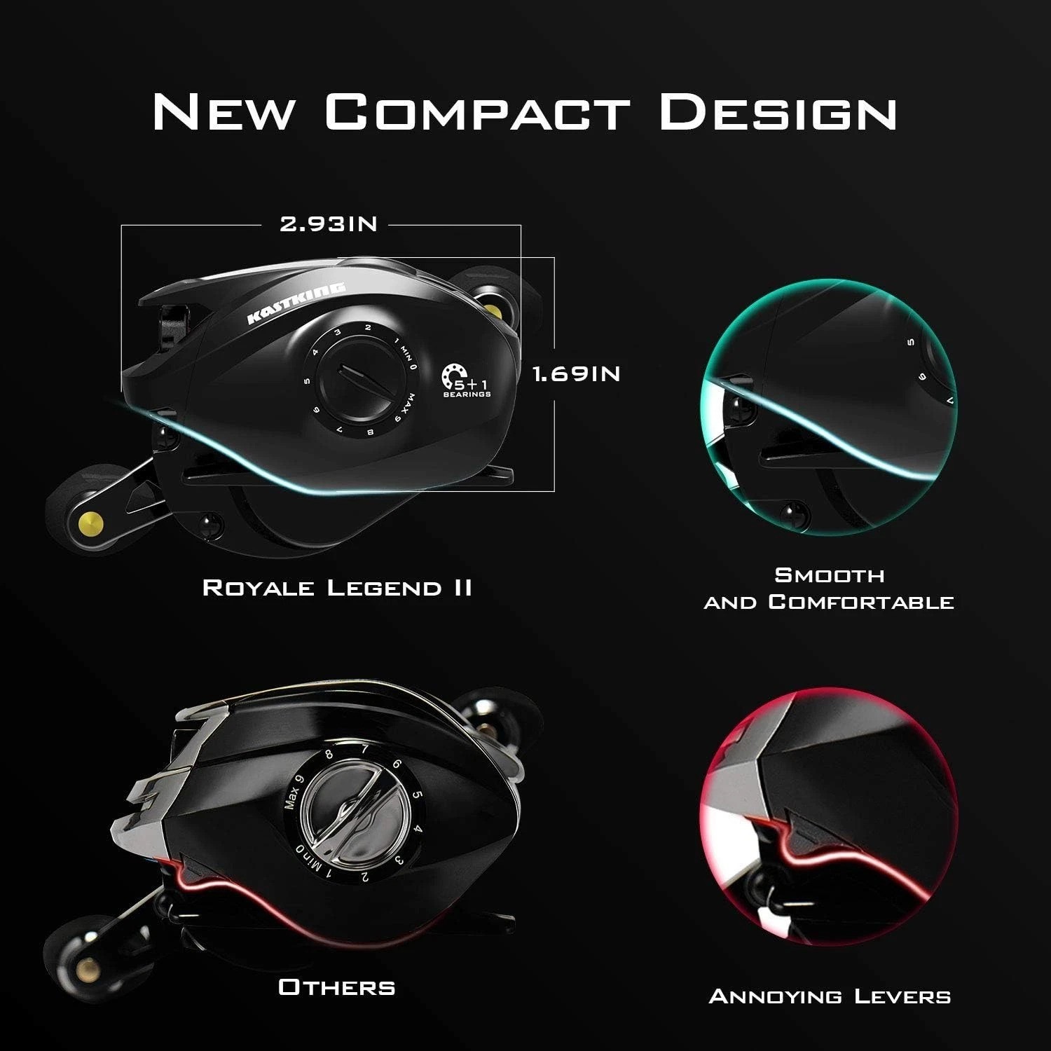 Royale Legend II Compact Baitcasting Reel with Cross-Fire Braking 5.4:1 & 7.2:1