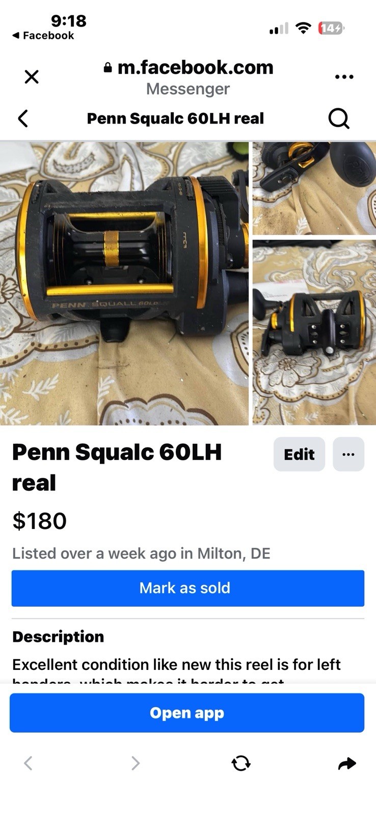 Penn Squall 60LDLH Lever Drag Left Hand Reel 4.9:1 6+1 35lb Black/Gold