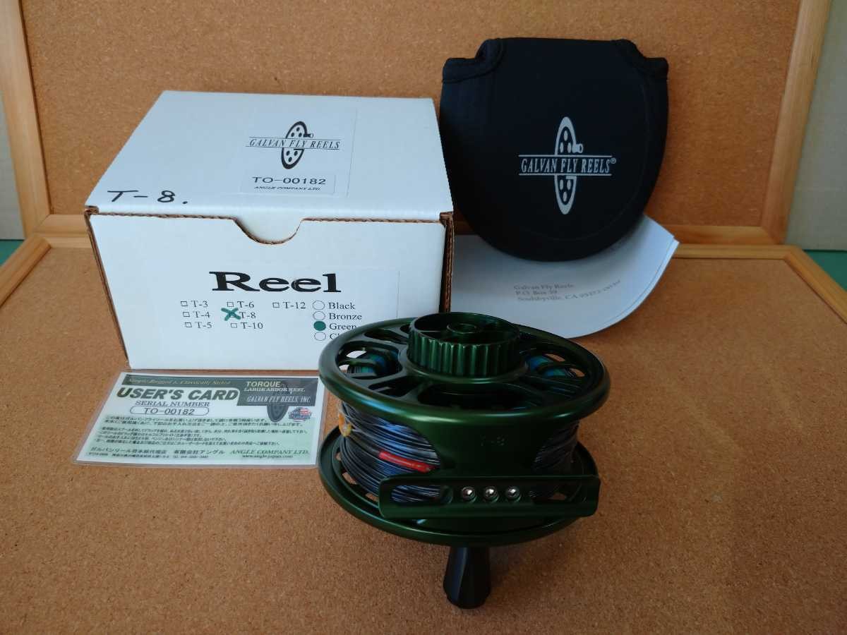 Unused GALVAN Torque Series Green T-8 Left-Handed Large Arbor Fly Reel Fishing