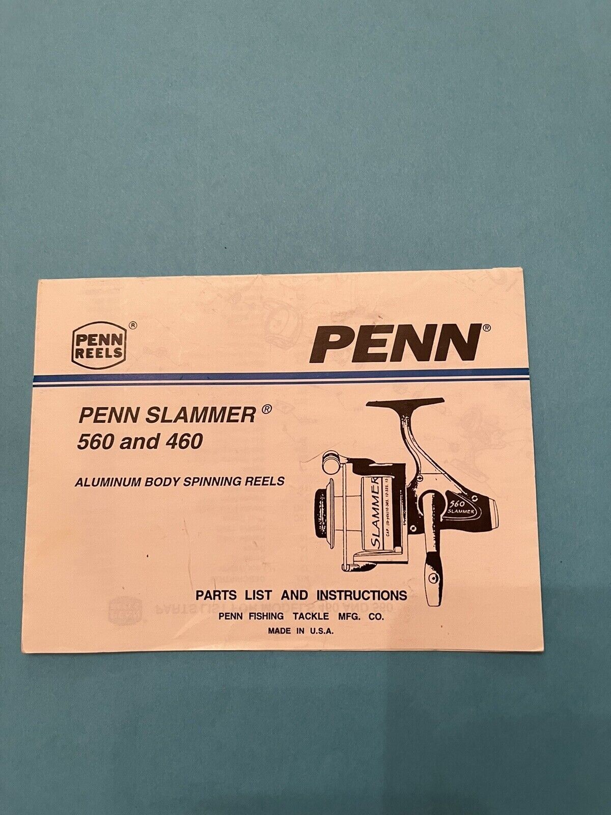 New Penn Slammer 560 & 460 Parts List and Instruction Manual USA  