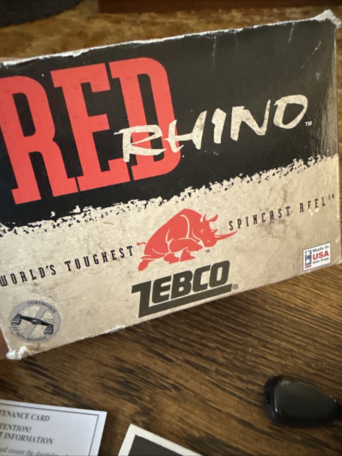 Vintage NOS Zebco Red Rhino Spincast Fishing Reel Made In USA in Box Papers 1996