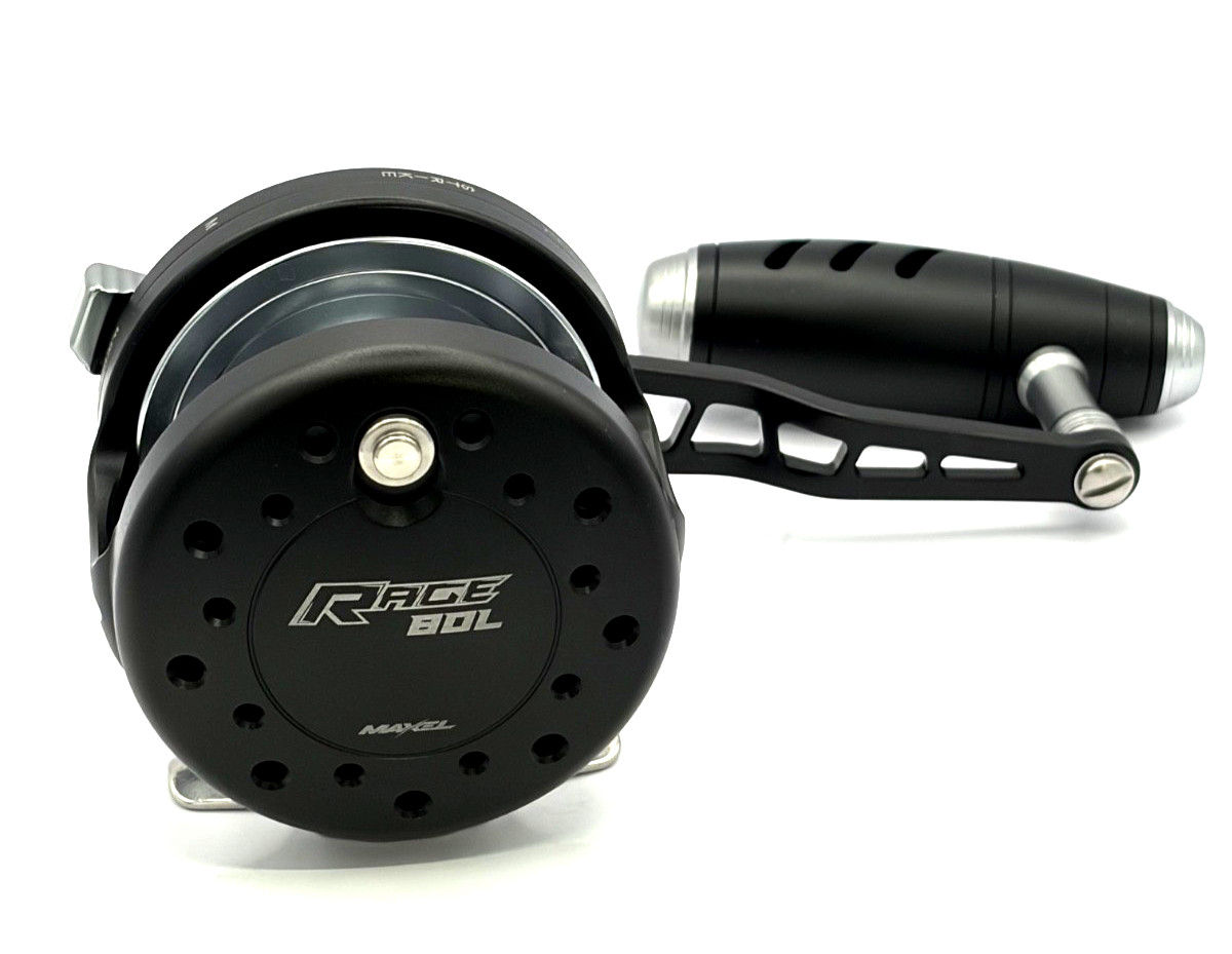 Original Maxel Rage 80L LH Lever Drag Reel Matte Black/ Light Gray Free Shipping