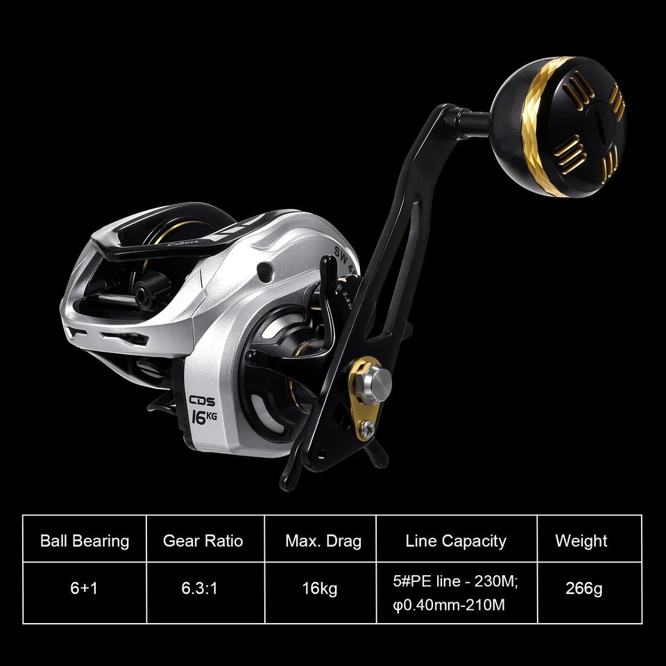 16KG Drag Power 6+1 BB 6.3:1 Single Handle Baitcasting Fishing Reel