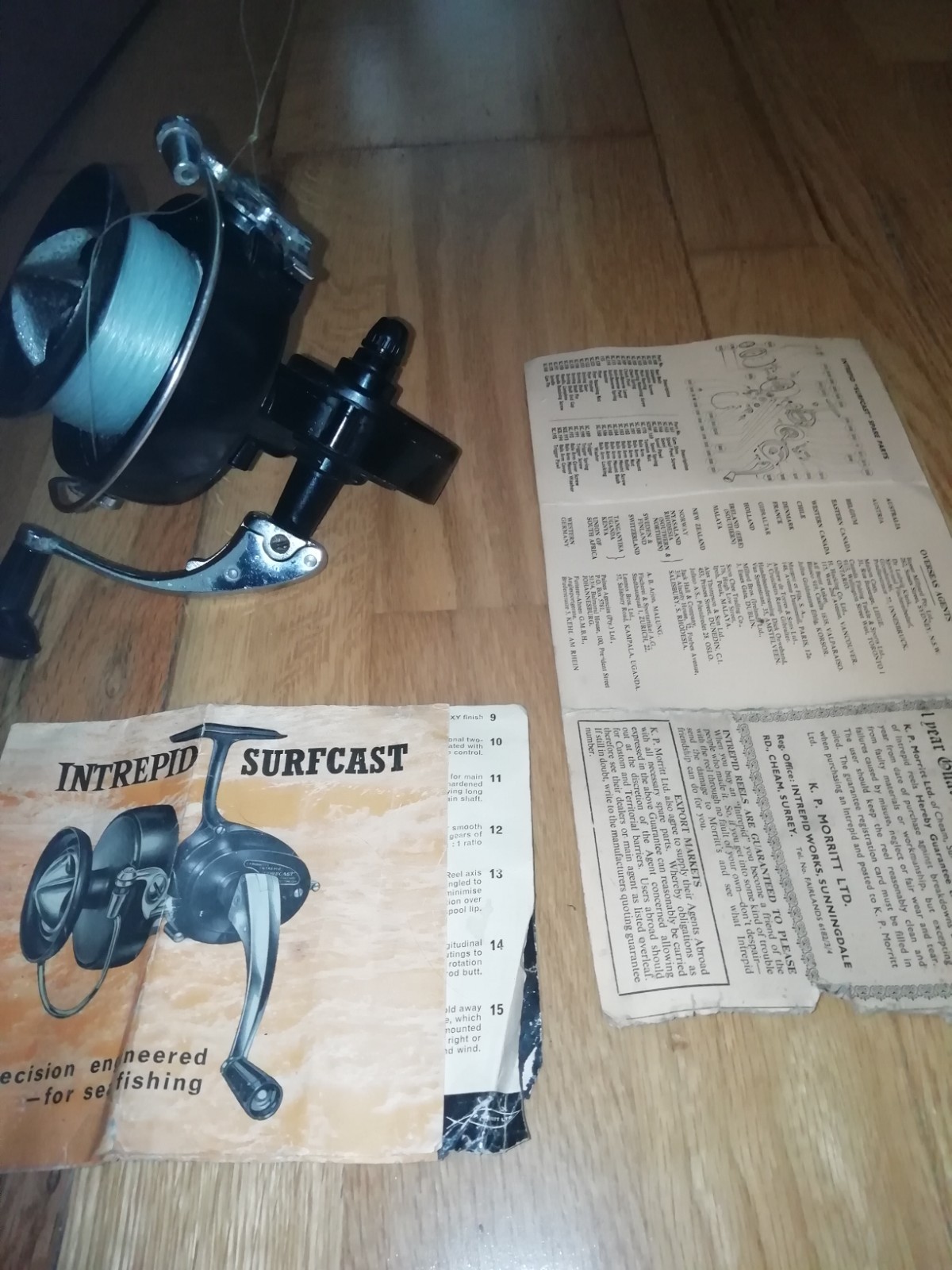 VTG FISHING REEL INTREPID SURFCAST AND MANUAL -MADE IN ENGLAND – EQUIPMENT