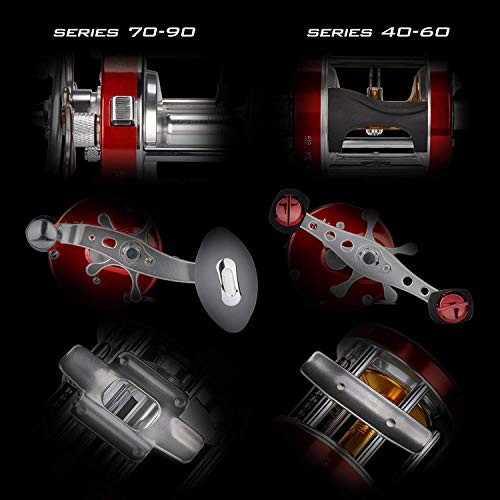 Rover Round Baitcasting Fishing Reel, Perfect Conventional 50 Right Hand Red