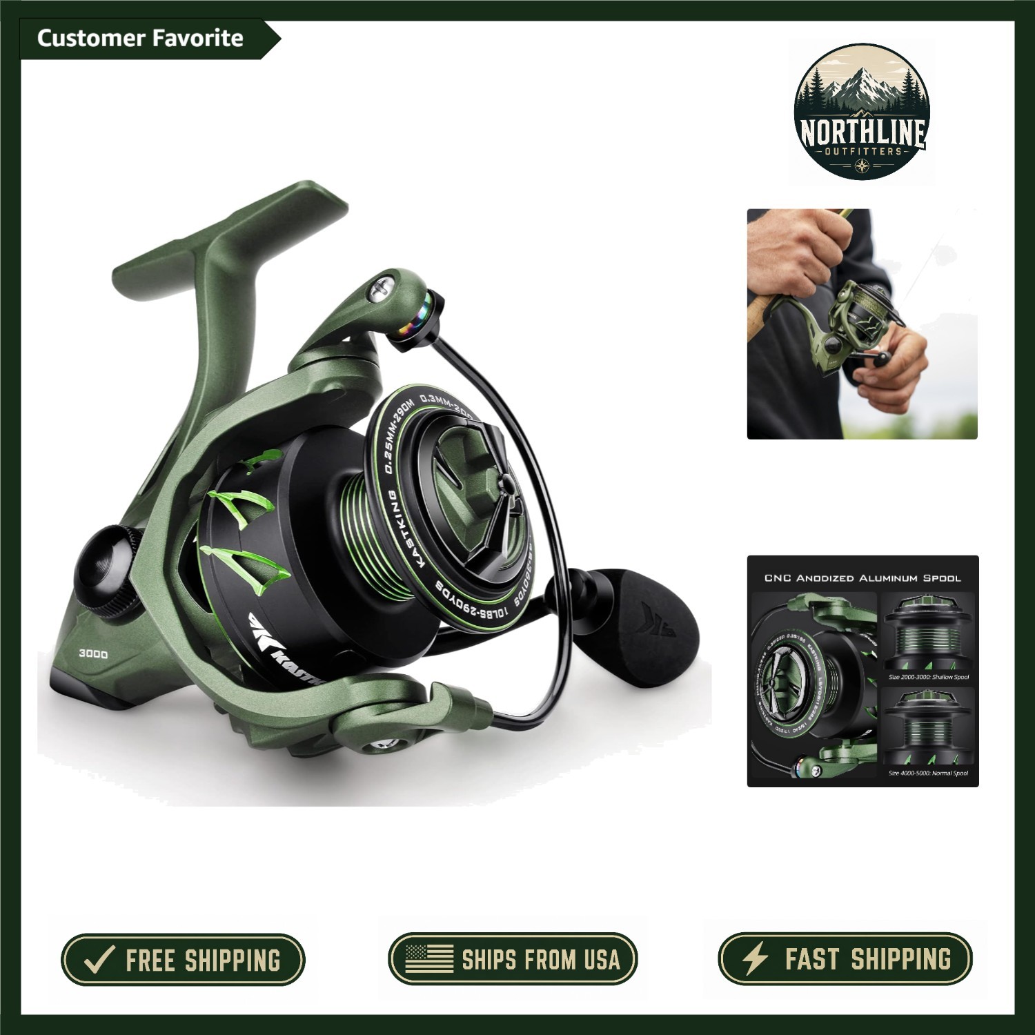 Spartacus II Spinning Reel – Sealed Carbon Fiber, 22LB Max Drag, Sizes 500 & …