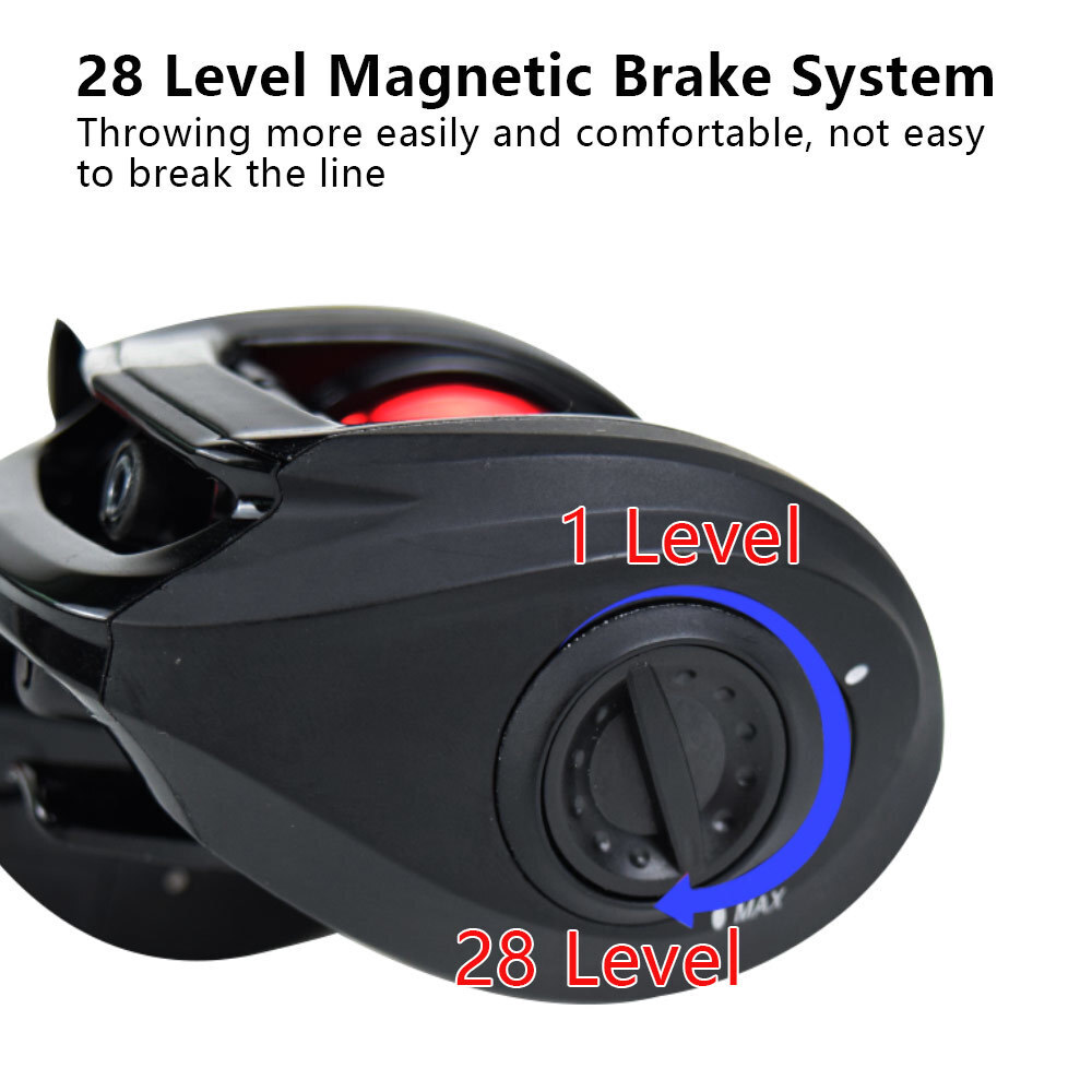 Fishing Reel 6.4:1 Lightweight Magnetic Brake System Reel Brake Force Gear