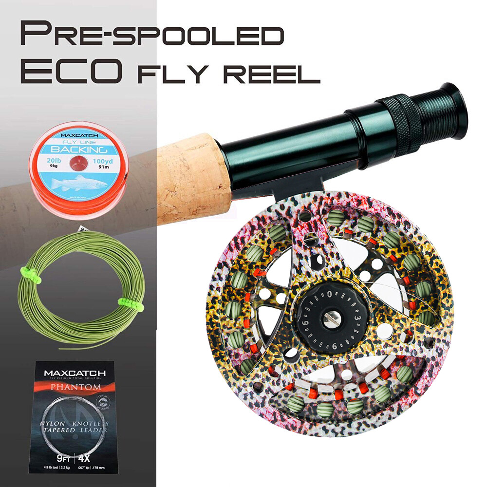 ECO 3/4 5/6 7/8wt Pre-Loaded Fly Fishing Reel with Fly Line, Backing,Leader