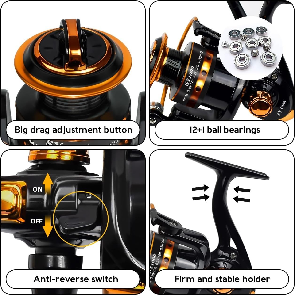 Summer and Centron Spinning Reels, 12 +1 BB Light Weight & Ultra Smooth Reel for