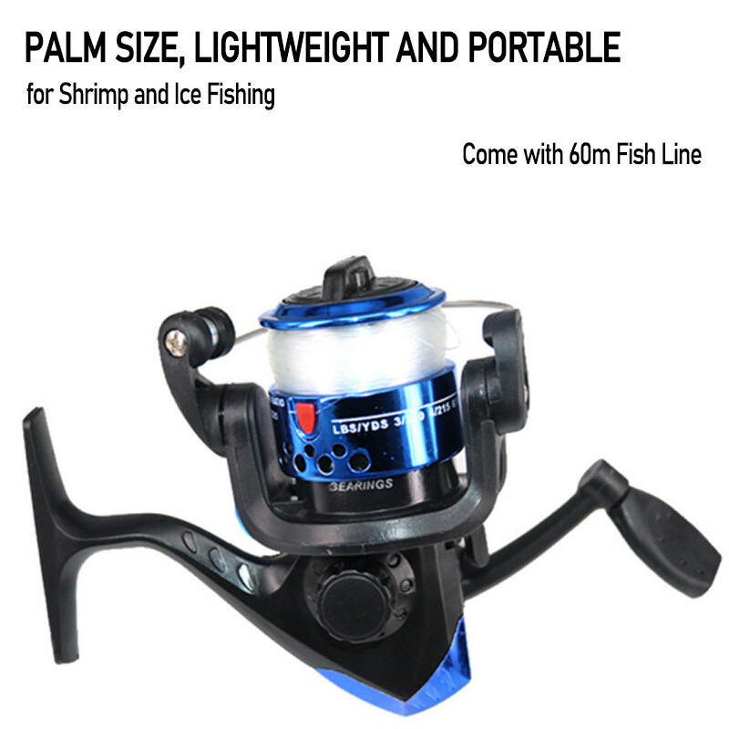 Lightweight Mini Spinning Reel Fishing Reel Max Drag 6.6lbs 5.2:1 3BB Fish Line